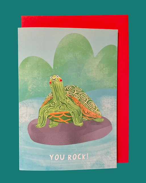 You Rock Turtle Greetings Card
