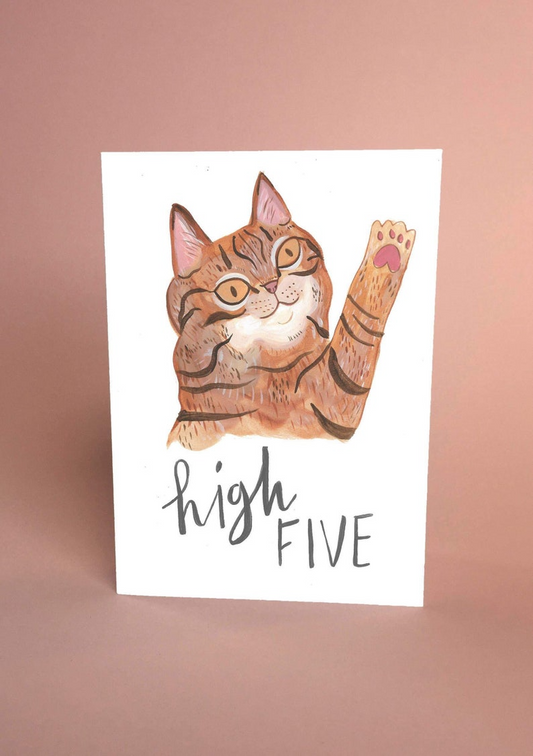 High Five Tabby Cat Greeting Card
