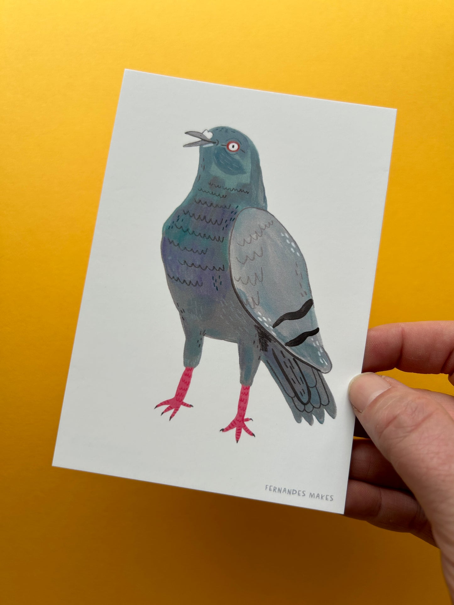 Happy Standing Pigeon Postcard