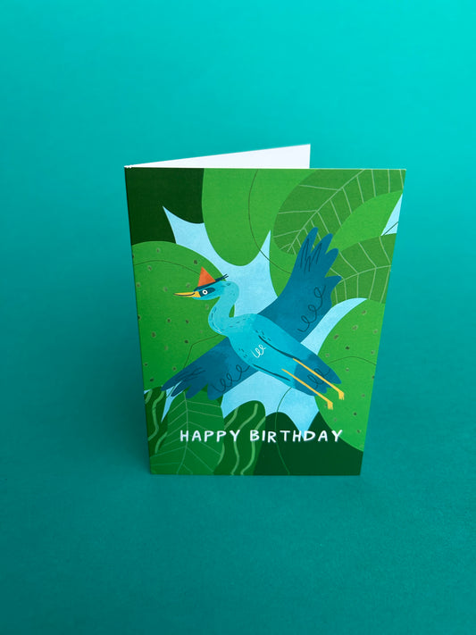 Happy Birthday Heron Greeting Card