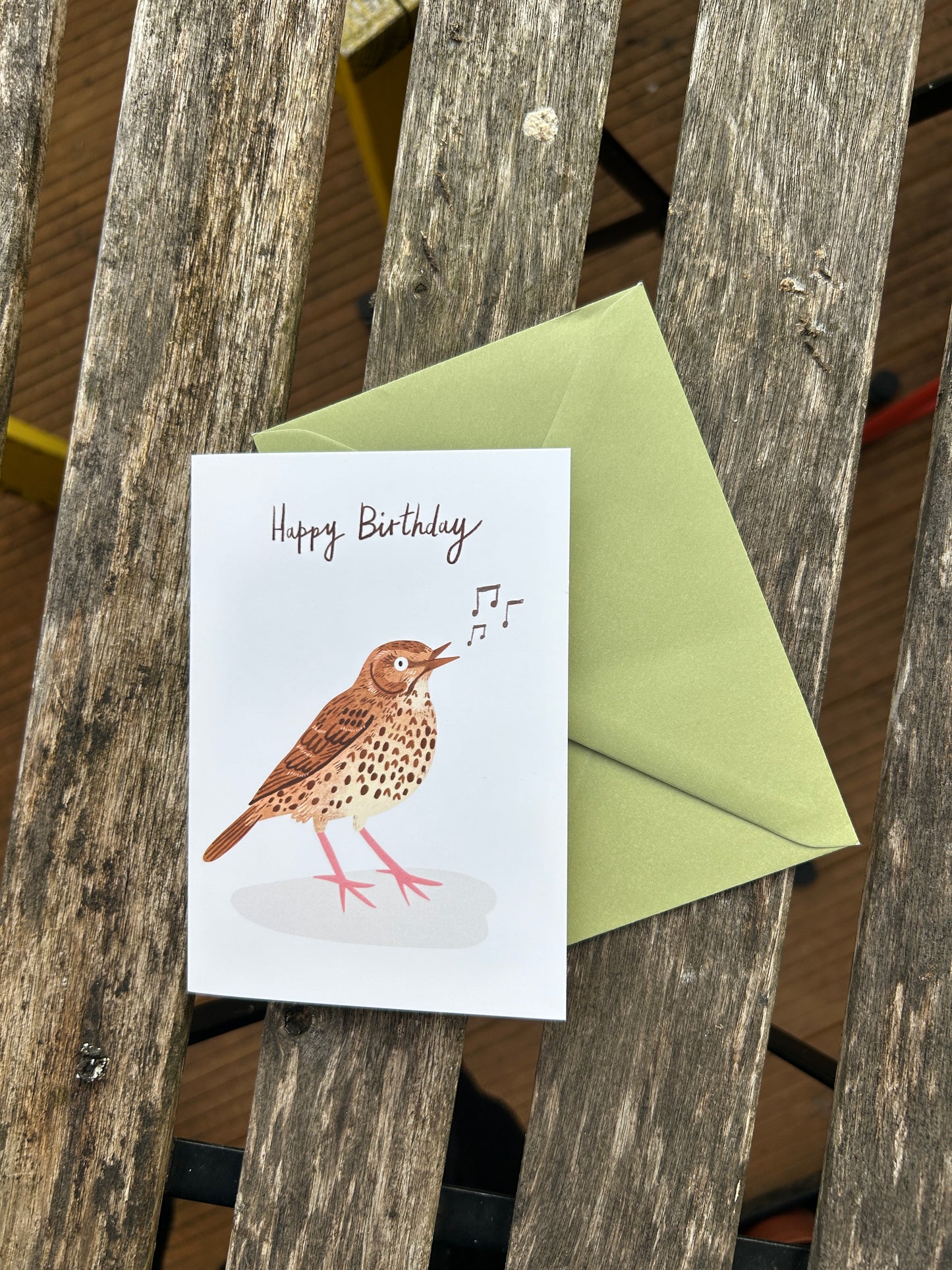 Happy Birthday Song Thrush Greeting Card