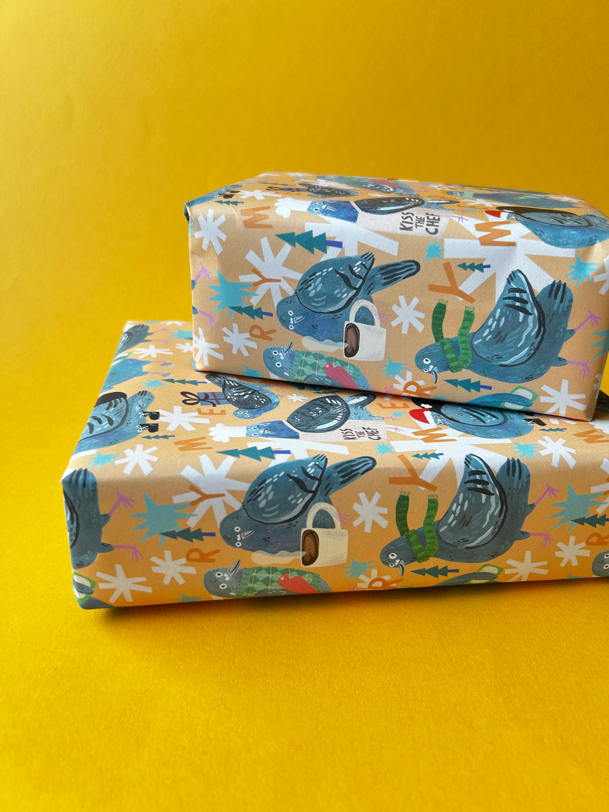 Merry Pigeons Festive Gift Wrap Sheets (3pk)