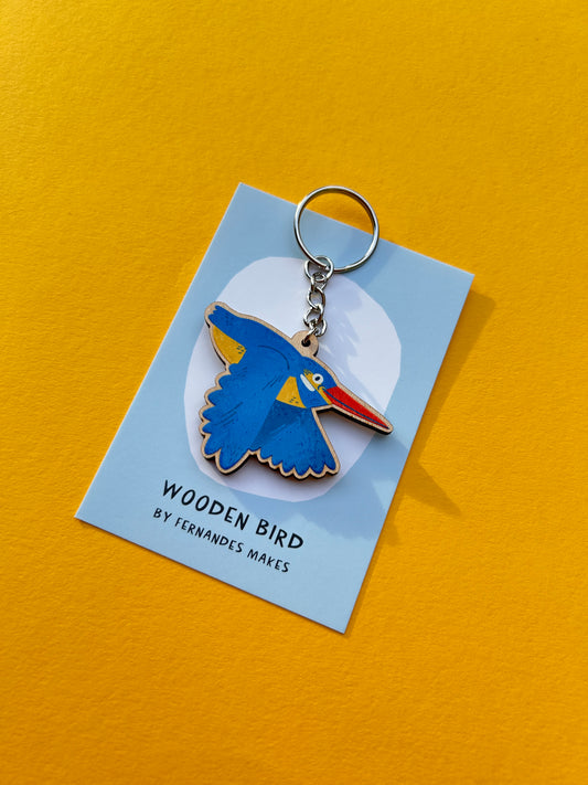 Kingfisher Wooden Keychain