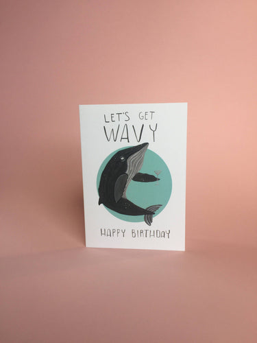 Lets Get Wavy - Party Whale - Birthday A6 Greetings Card by Fernandes Makes - Fernandes Makes