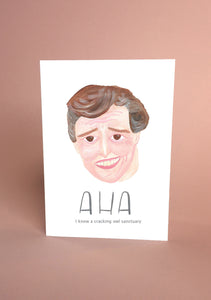 Aha Alan Partridge Inspired Greetings Card - Fernandes Makes - TV Comedy Character, Steve Coogan, Funny Portrait Illustration, Blank Inside - Fernandes Makes