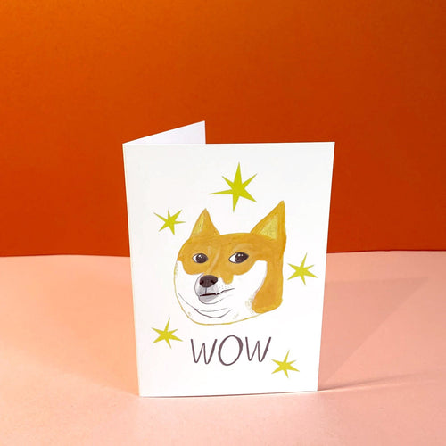 WOW Dog Meme Greetings Card - Doge, Internet Meme, Birthday, Animal Illustration, Blank Inside for Any Occasion, Super Shibe, Shiba, Doggo - Fernandes Makes