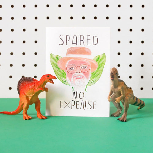 Jurassic park Inspired Greetings Card - Spared no expense - Jon Hammond - Movie Quote Card, Fun Illustration, Illustrated Card, Blank Inside - Fernandes Makes