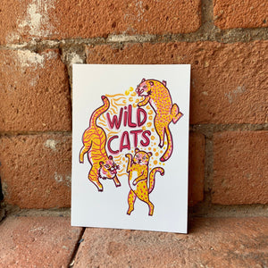 Wild Cats big dancing cats postcard A6 - Fernandes Makes