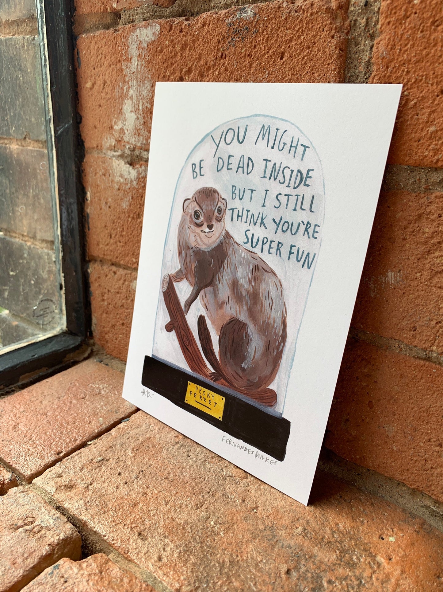 Dead Inside but still super fun, funny postcard A6. / mini art print - Fernandes Makes