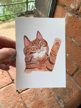 High five cat illustration - A6 postcard, Mini print - Fernandes Makes