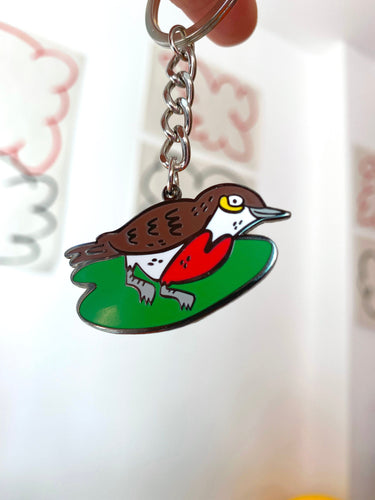 Robin Key Ring - Bird Lover Gift, Robin Illustration, Enamel Keychain, Garden Bird, Robin Red-Breast - Fernandes Makes