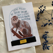 You Might be Dead Inside but Super Fun quirky Ferret Illustrated Home Decor, Animal Painting for animal Lovers, funny Nature Themed Wall Art - Fernandes Makes