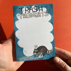 Trash thoughts Raccoon - A6 50 page Notepad / Jotter / List Pad - Fernandes Makes