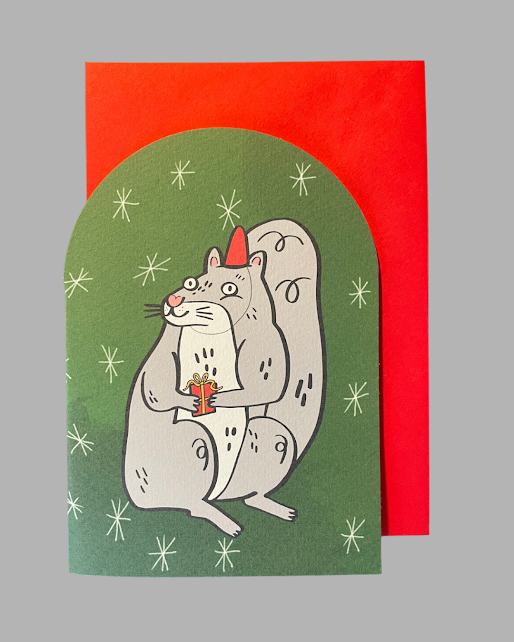 Squirrel Festive / Christmas Cut Out Greeting Card