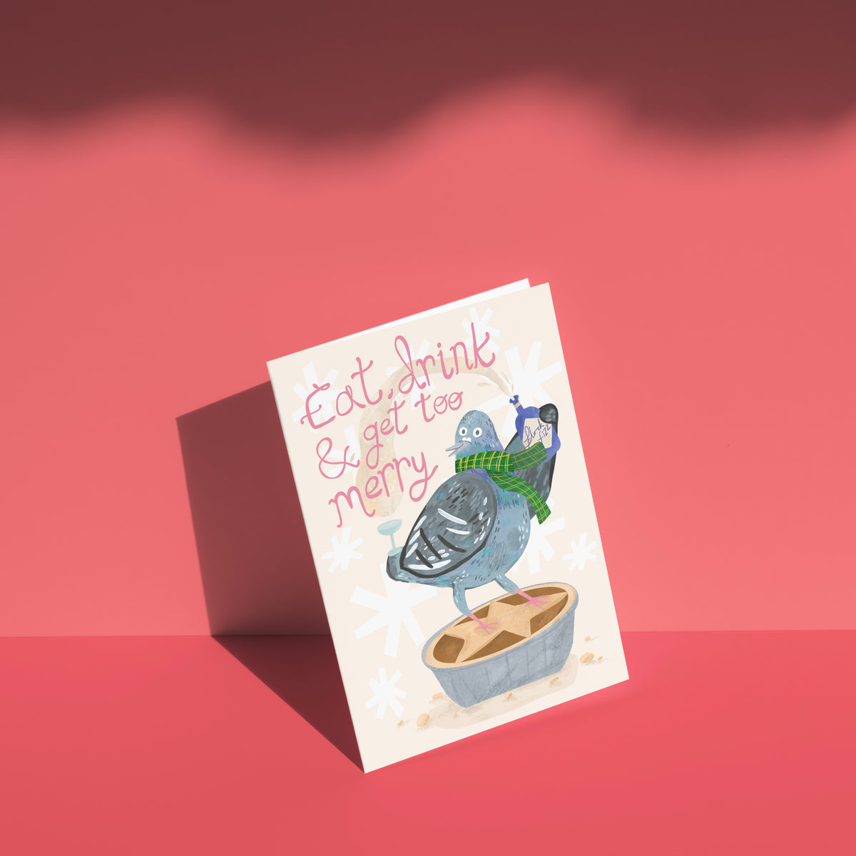 Eat, Drink and Get Too Merry Festive greetings card