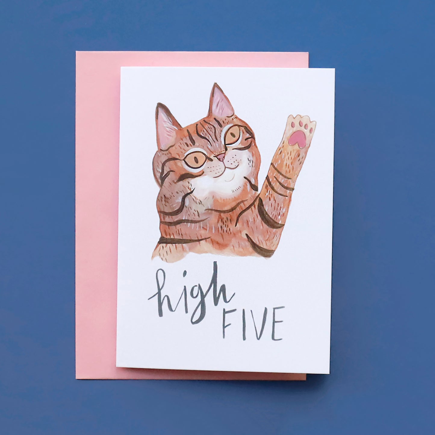 High Five Tabby Cat Greeting Card