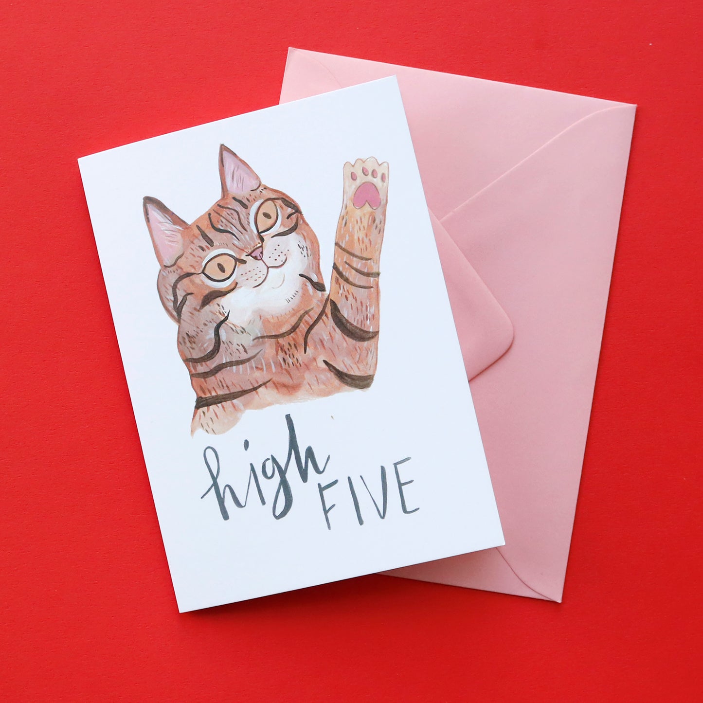High Five Tabby Cat Greeting Card