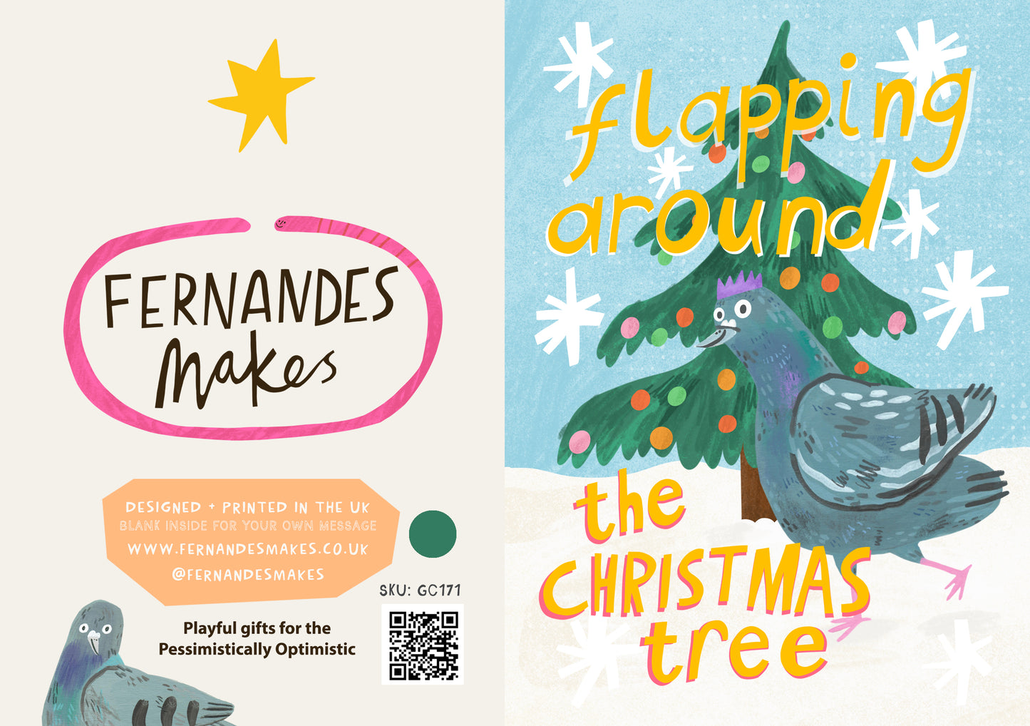 Flapping Around the Christmas Tree greetings card