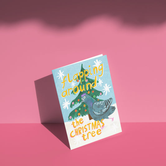 Flapping Around the Christmas Tree greetings card