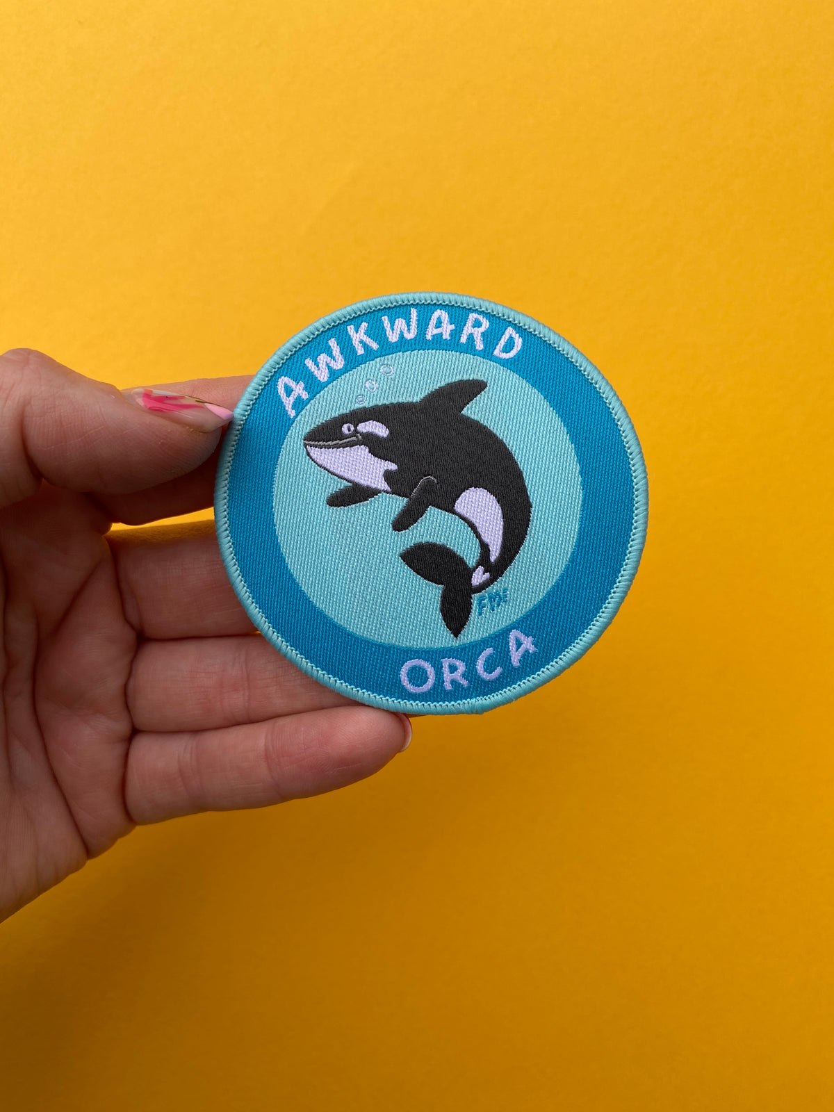 Awkward Orca Woven Patch