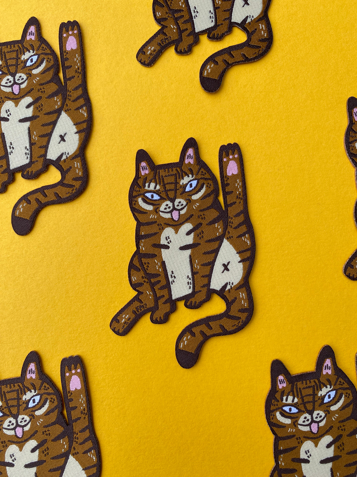 Cat Licking Woven Patch
