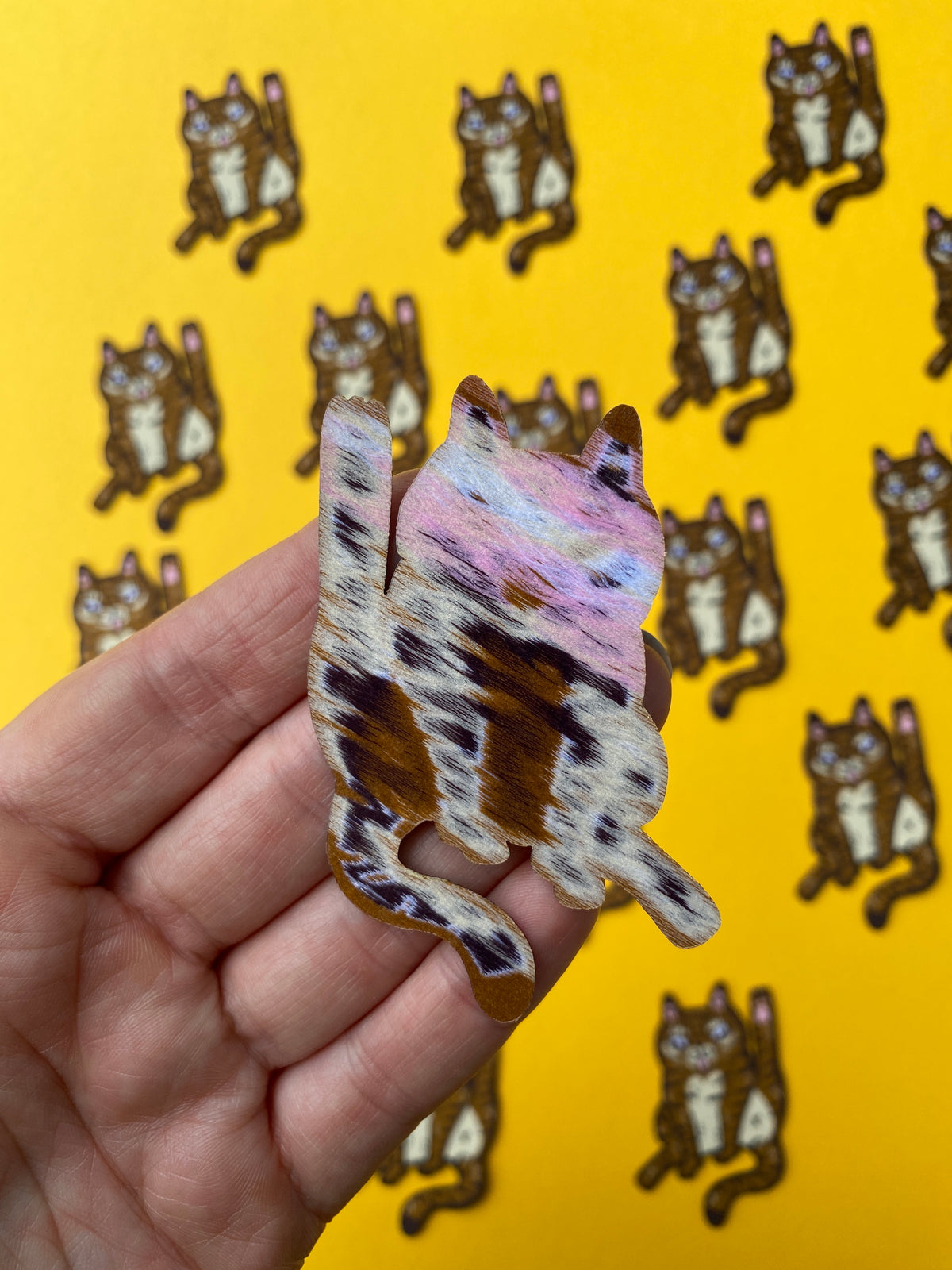Cat Licking Woven Patch