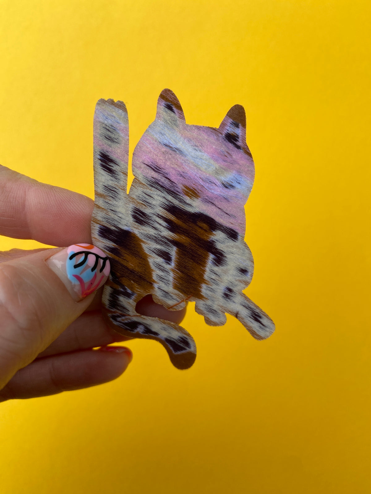 Cat Licking Woven Patch