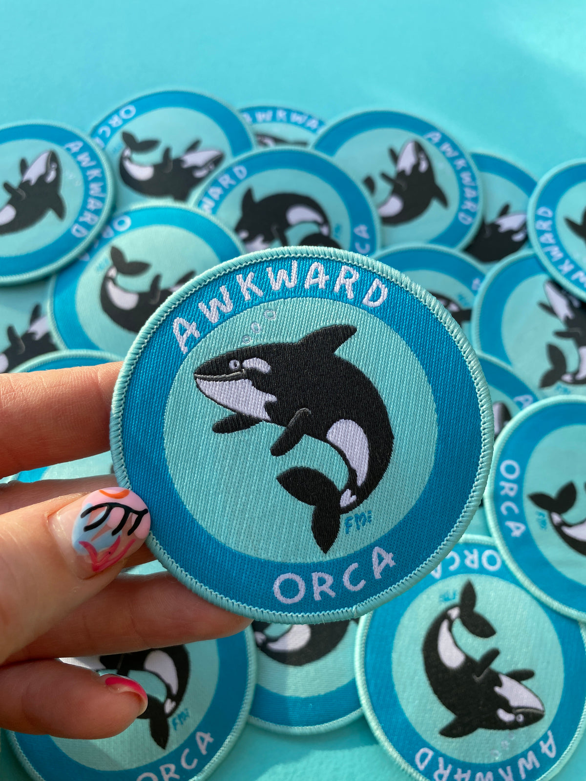 Awkward Orca Woven Patch