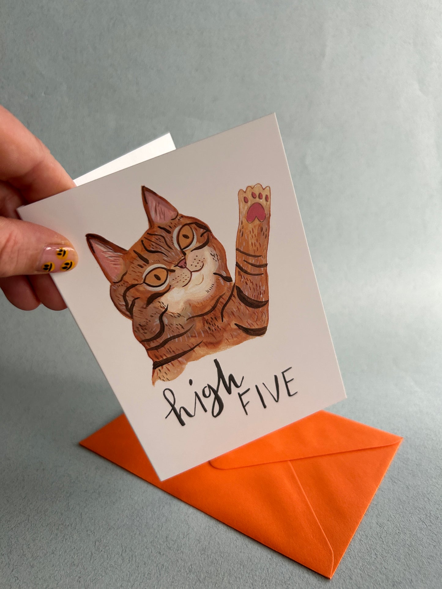 High Five Tabby Cat Greeting Card