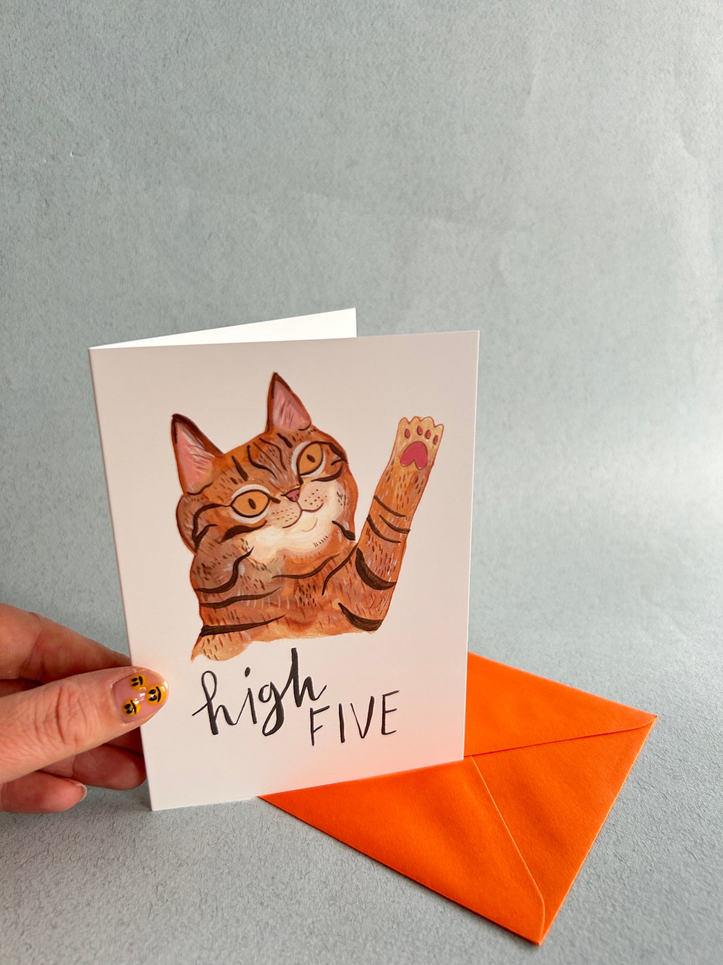 High Five Tabby Cat Greeting Card