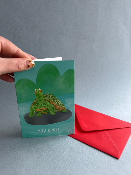 You Rock Turtle Greetings Card