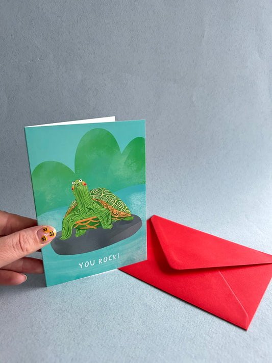 You Rock Turtle Greetings Card