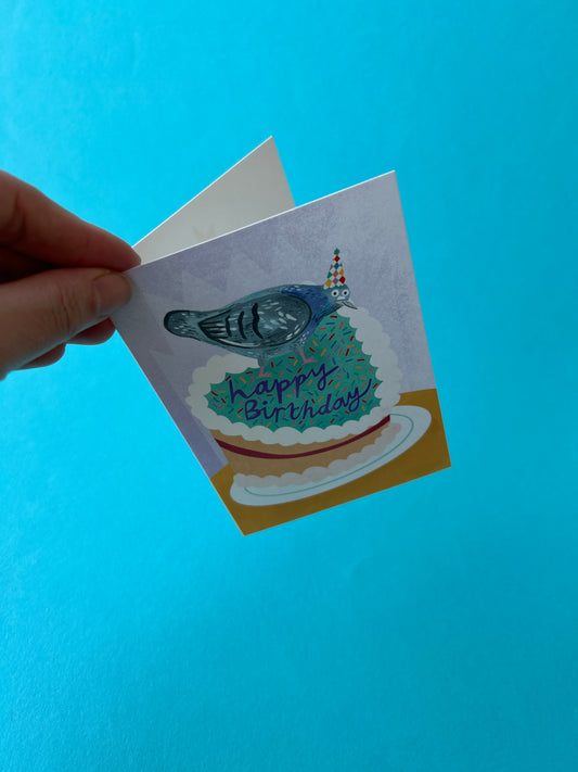 Pigeon Birthday Cake Greeting Card