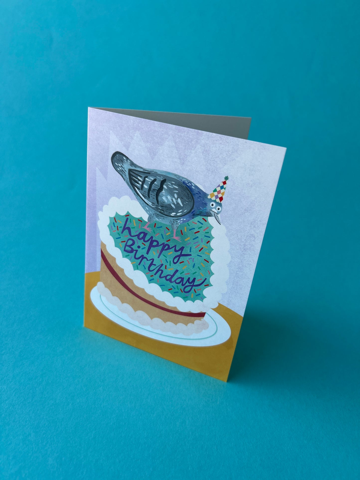 Pigeon Birthday Cake Greeting Card