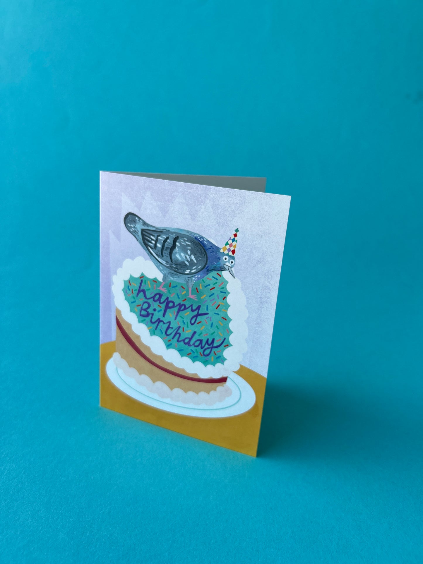 Pigeon Birthday Cake Greeting Card