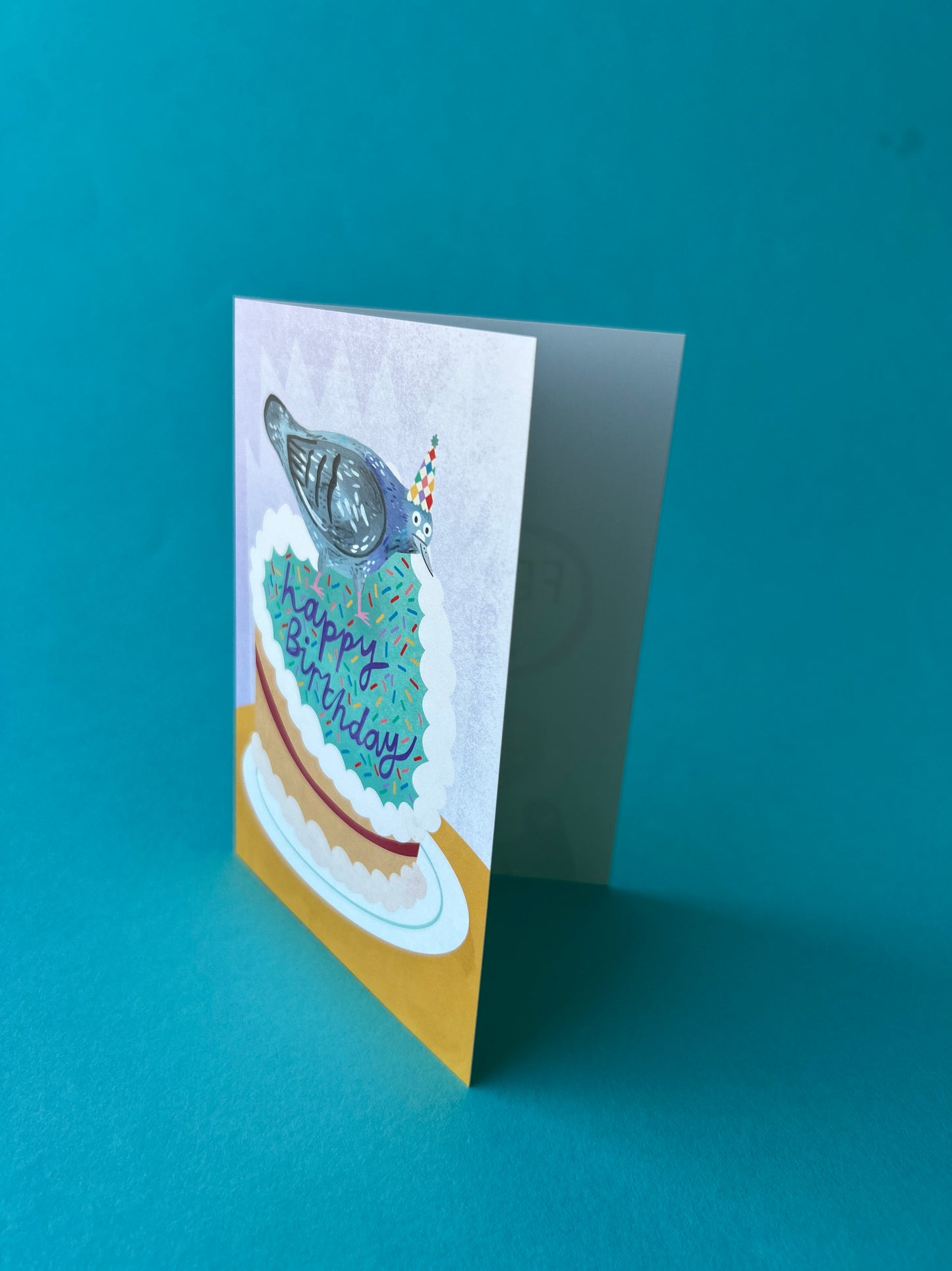 Pigeon Birthday Cake Greeting Card