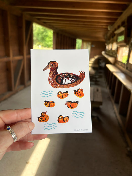 Mallard and Ducklings Postcard