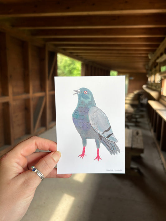 Happy Standing Pigeon Postcard
