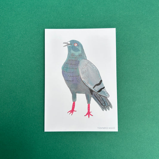 Happy Standing Pigeon Postcard