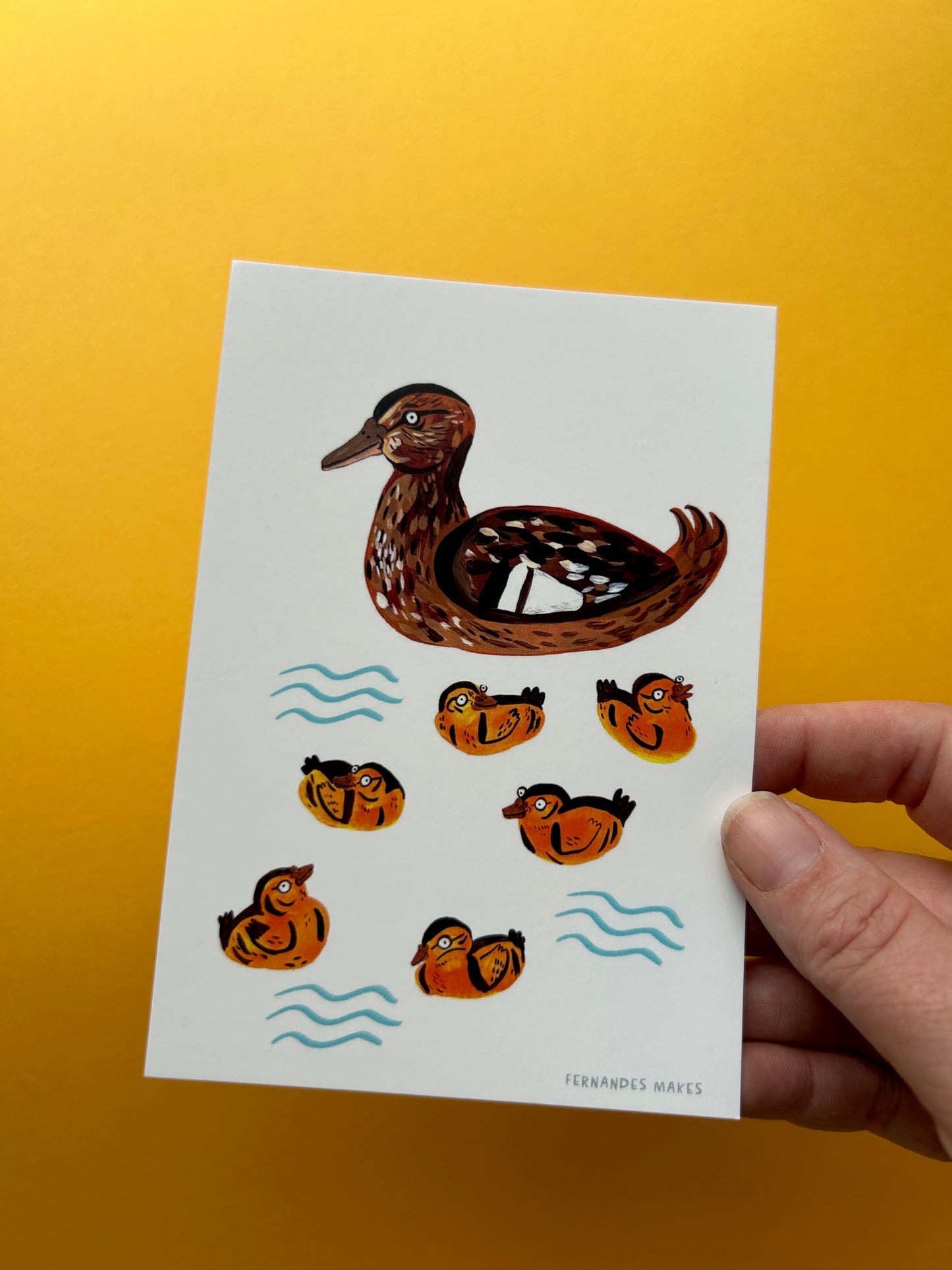 Mallard and Ducklings Postcard