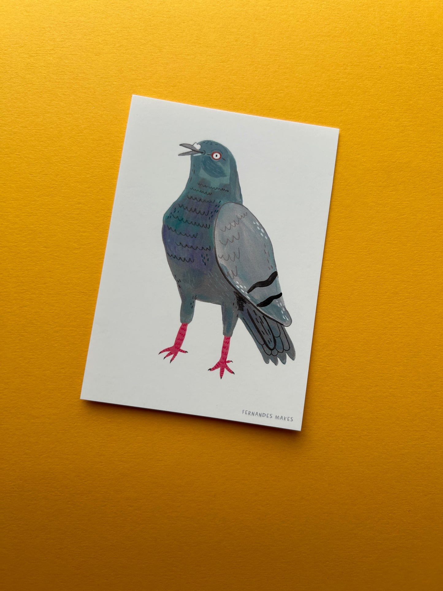 Happy Standing Pigeon Postcard