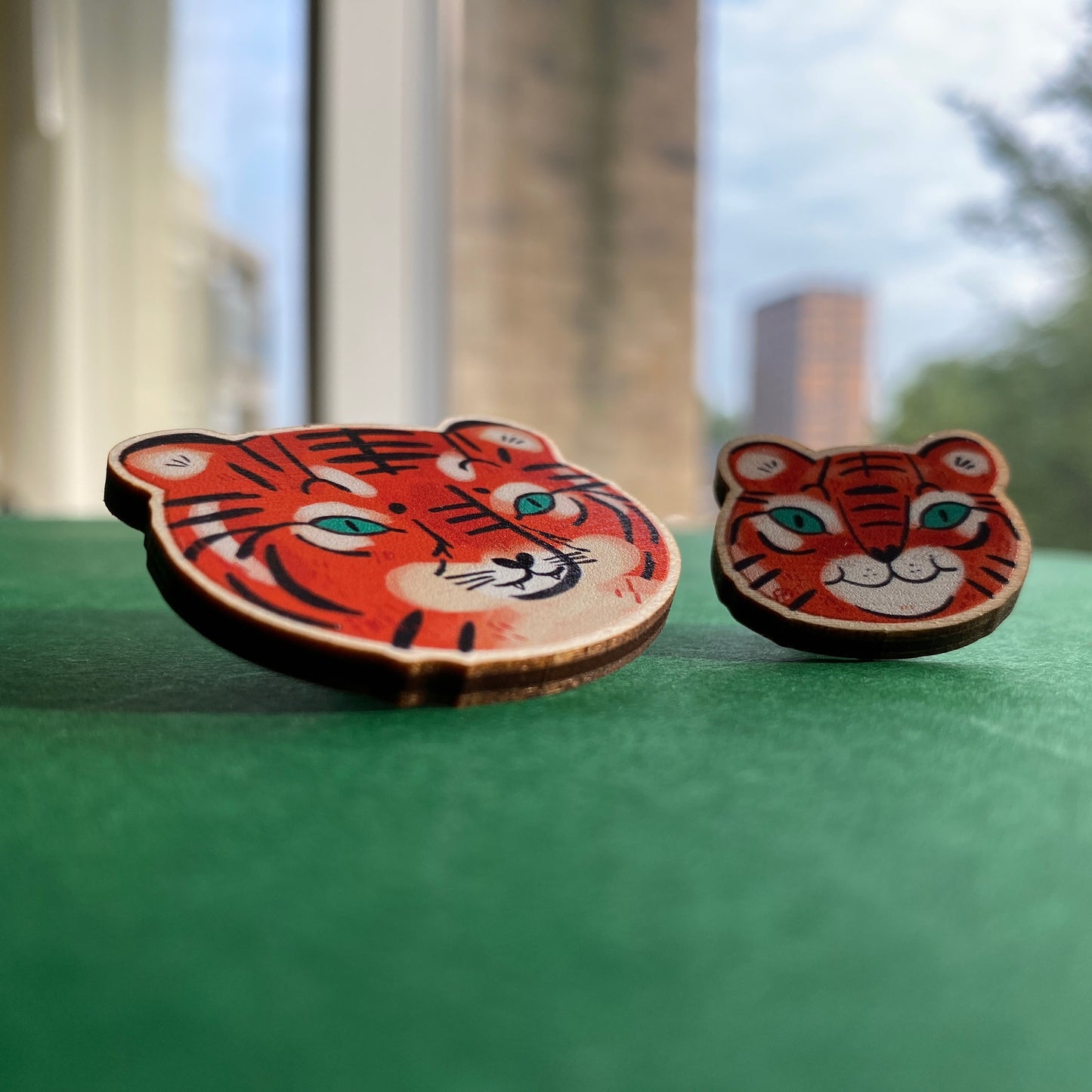 Tiger Face Wooden Pin