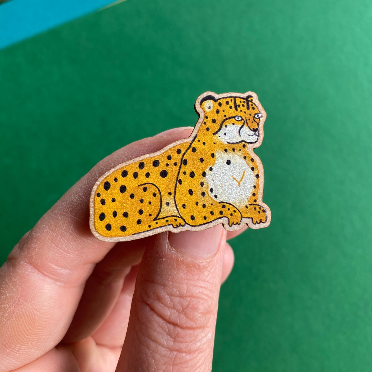 Cheetah Wooden Pin