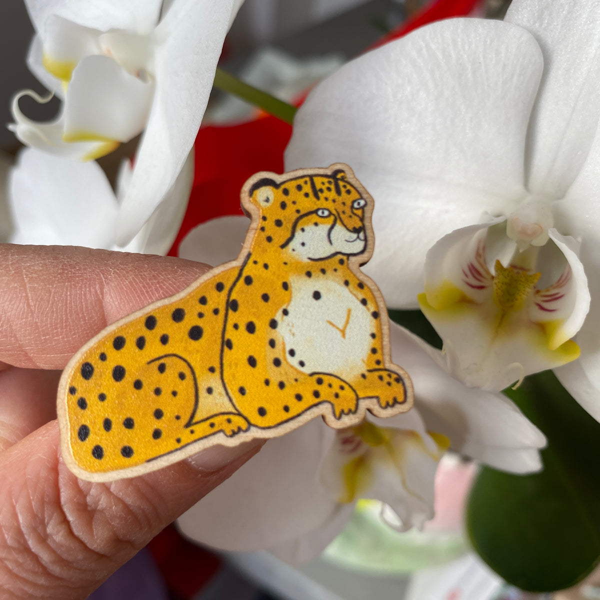 Cheetah Wooden Pin
