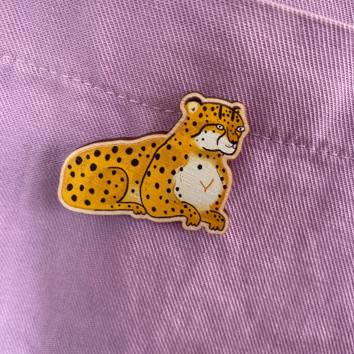 Cheetah Wooden Pin