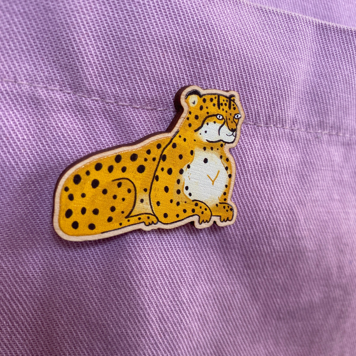 Cheetah Wooden Pin