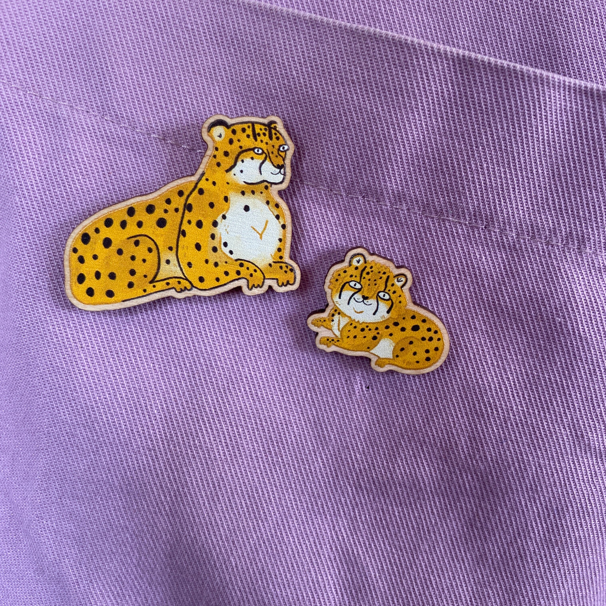 Cheetah Wooden Pin