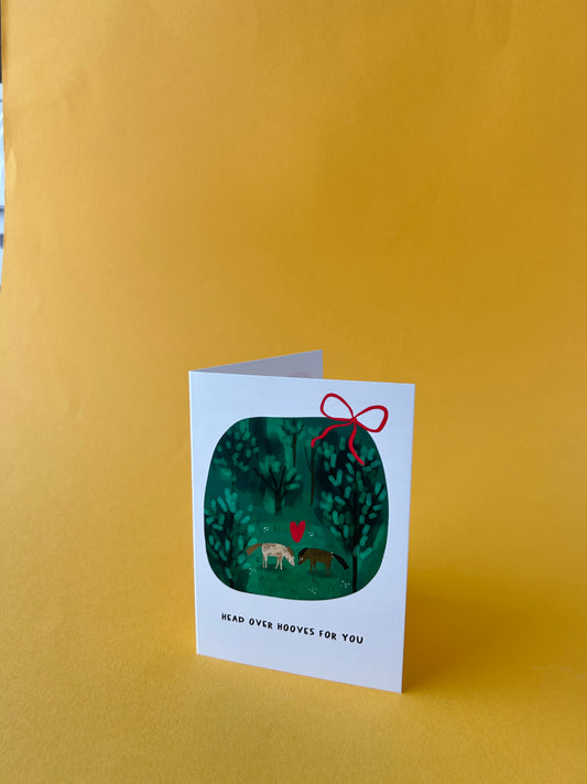 Head Over Hooves- Horses in Love Greeting Card