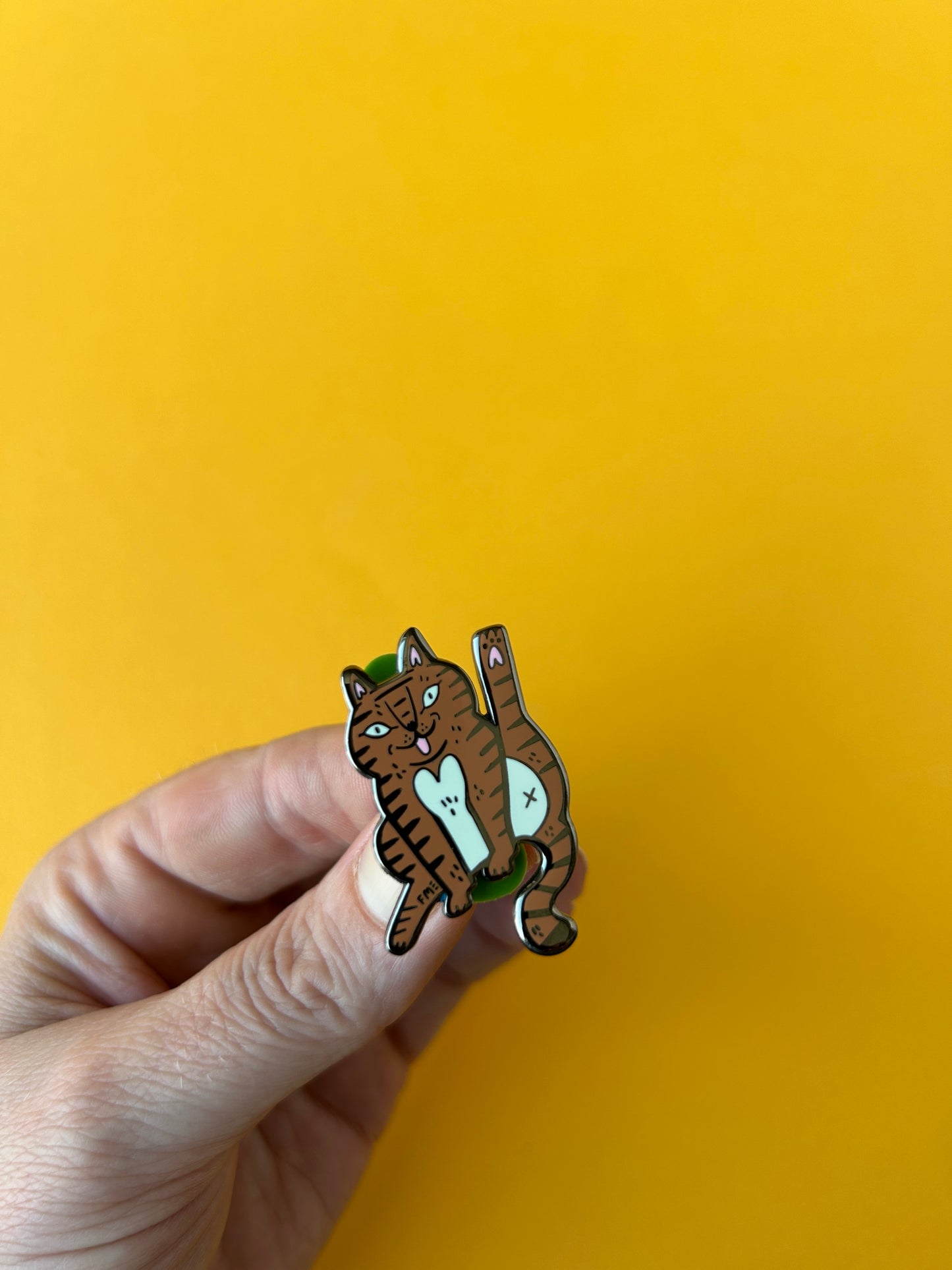 Cat Licking Enamel Pin