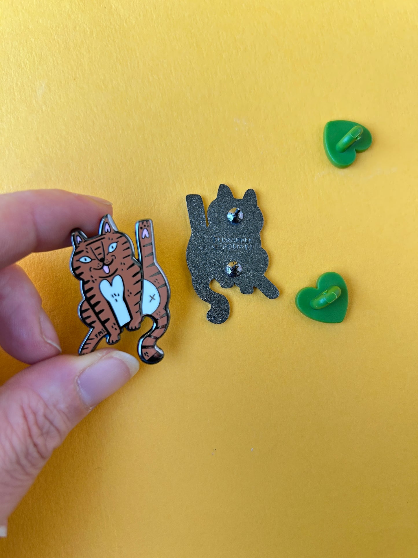Cat Licking Enamel Pin